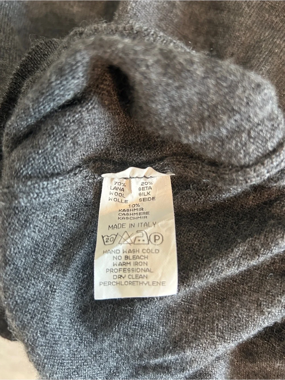 Gran Sasso Mens 52 L Wool Silk Cashmere Polo Sweater Made Italy Gray Luxury
